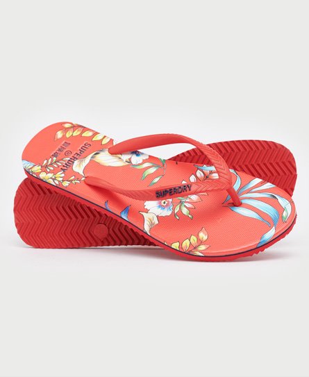 Superdry Women’s Classic Vintage Flip Flops Red / Red Hawaiian - Size: S