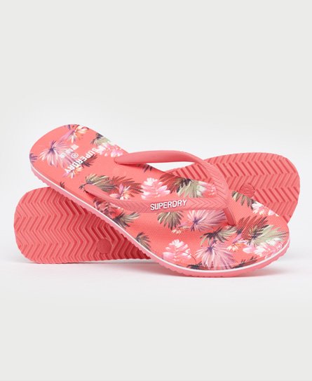 Superdry Women’s Classic Vintage Flip Flops Cream / Coral Palm - Size: S