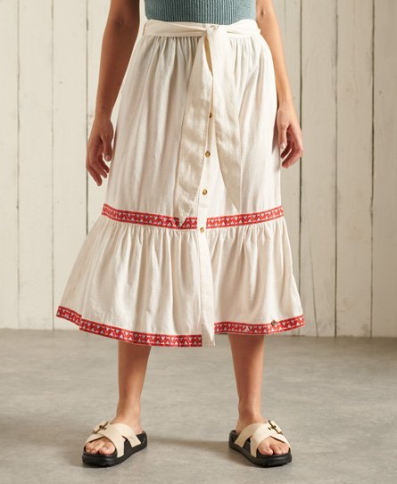 Superdry Women’s Midi Skirt White / Buttercream - Size: 10
