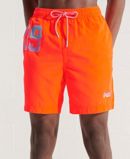 Superdry Mens Waterpolo Swim Shorts, Orange, Size: S
