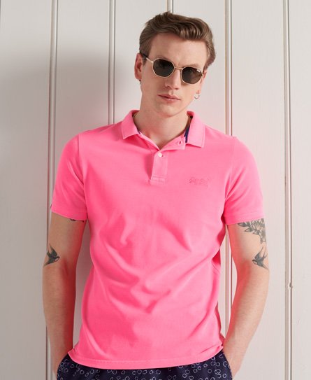 Superdry Men's Organic Cotton Vintage Destroy Polo Shirt Pink