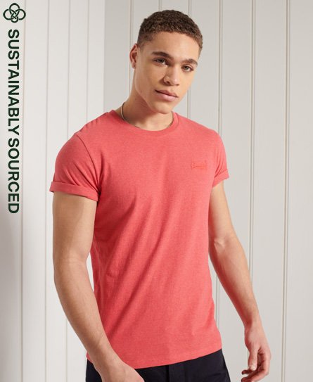 Superdry Men’s Organic Cotton Vintage Logo Embroidered T-shirt Cream / Coral Marl - Size: M
