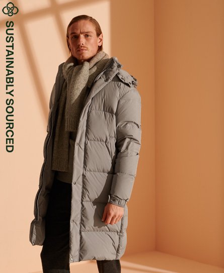 recycled down longline puffer coat