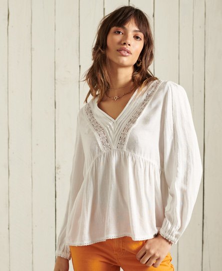 Womens - Jenny Lace Top in Bright White | Superdry