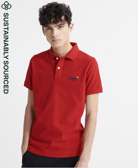 Superdry Men’s Organic Cotton Essential Classic Fit Pique Polo Red / Rouge Red - Size: Xxxl