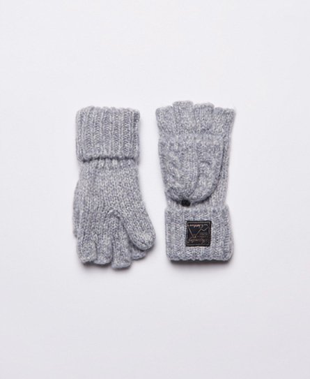 Tweed Handschuhe mit Zopfmuster