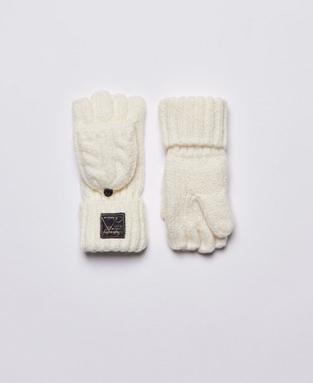 Tweedowe rękawiczki o splocie warkoczowym