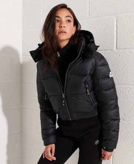 Womens - Fuji Cropped Hooded Jacket in Black | Superdry