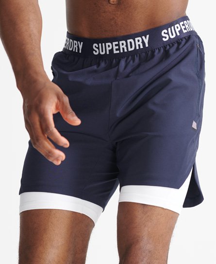 superdry men's sport doppellagige train shorts marineblau - größe: xxl