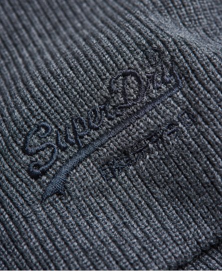 Superdry Knitted Logo Beanie Rich Charcoal Marl - Clothing from Bigboys UK