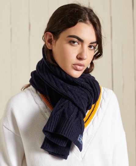 Superdry Women’s Cable Lux Scarf Navy / Eclipse Navy - Size: 1SIZE