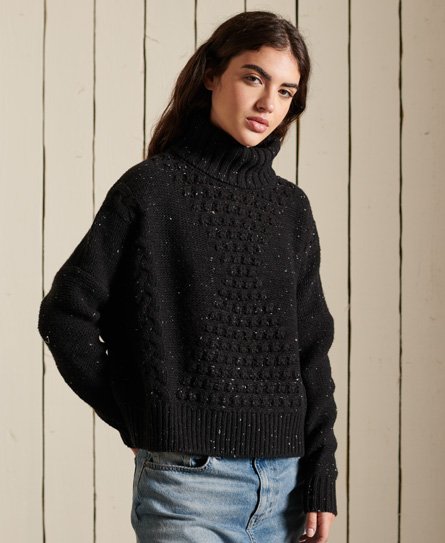 black womens polo neck jumper