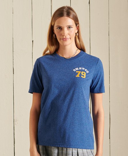 Superdry Women’s Vintage Logo Source T-Shirt Blue / Bright Blue Marl - Size: 6