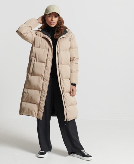superdry femme manteau long à garnissage synthétique marron taille: 44