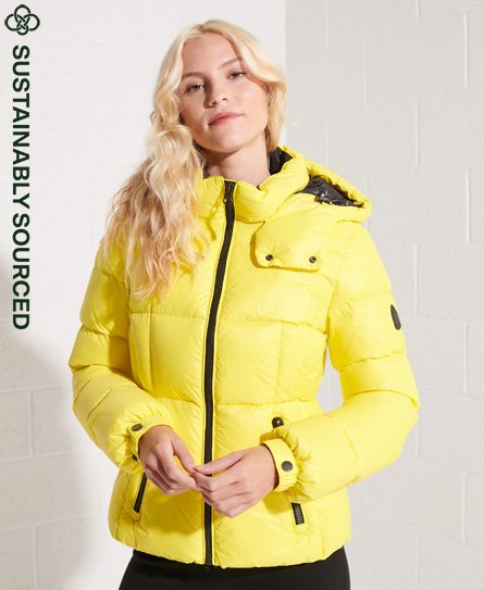 Superdry Women’s Mountain Hooded Down Jacket Yellow / Citrus Zest - Size: 8