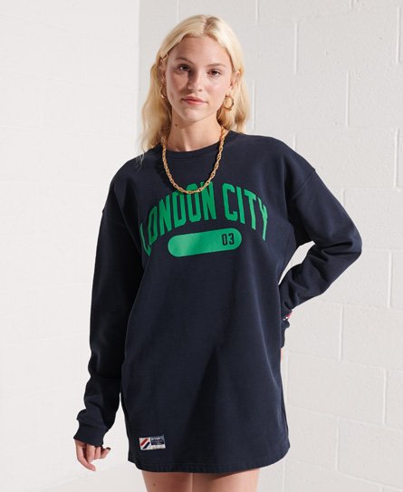 Superdry Women’s City College Crew Sweatshirt Dress Navy / Eclipse Navy - Size: XS/S