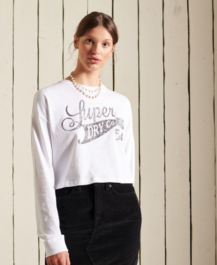 Boho Graphic Cropped Long-Sleeved Top