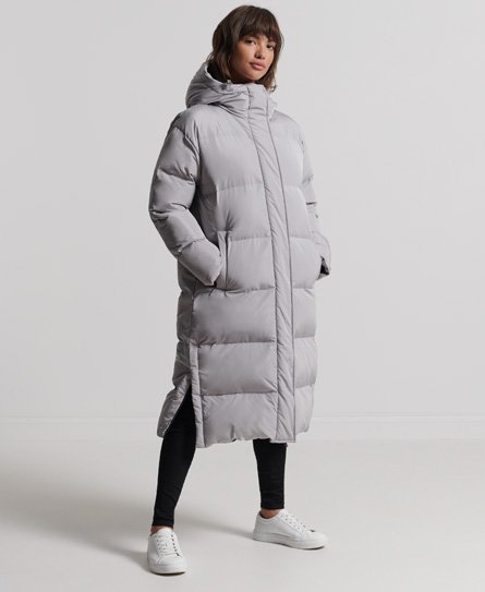 Superdry Women’s Longline Duvet Coat Light Grey / Flat Grey - Size: 16