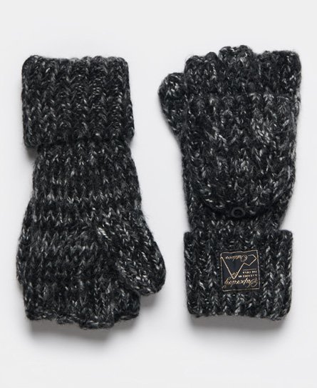 Tweed handschoenen met kabelpatroon