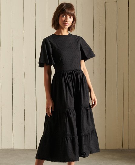 Woven Short Sleeve Midi Dress