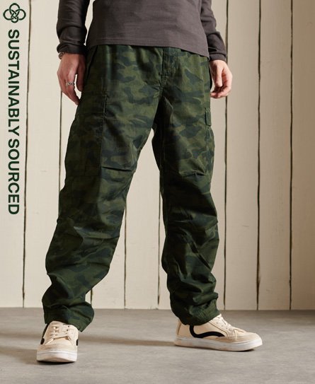 Mens - Organic Cotton Parachute Grip Pants in Olive Khaki | Superdry