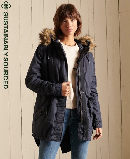 Superdry Women’s Military Fishtail Parka Coat Blue / Scout Navy - Size: 10