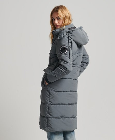 Superdry Women's Longline Everest Coat Dark Grey / Slate