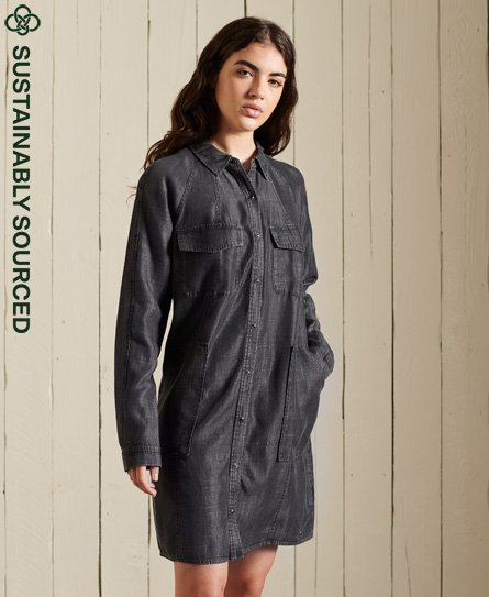 Superdry Women's Tencel Oversized Shirt Dress Black / Black Wash