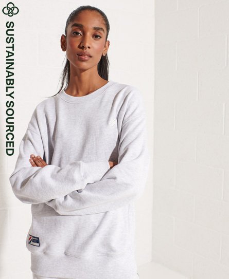 Superdry Women’s Organic Cotton Essential Crew Sweatshirt Light Grey / Ice Marl - Size: M/L