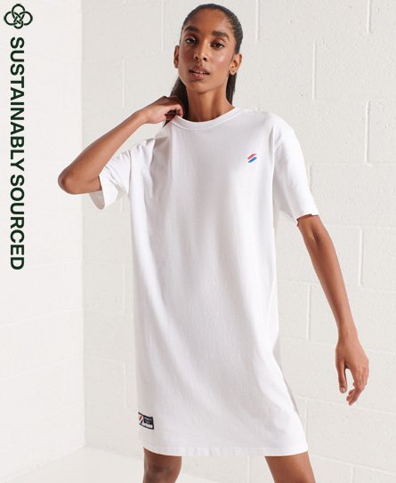 Superdry Women's Organic Cotton Code Essential T-Shirt Dress White / Optic