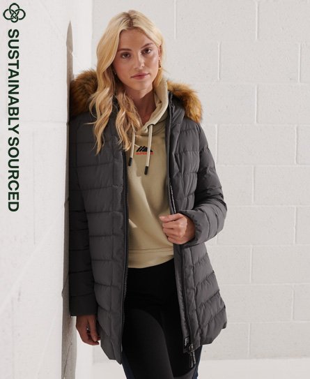 Superdry Women’s Arctic Tall Puffer Coat Grey / Charcoal - Size: 8