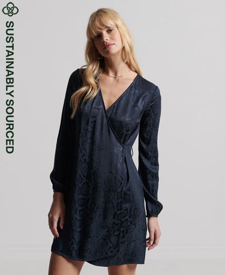 Womens - Studios Jacquard Wrap Dress in Eclipse Navy | Superdry