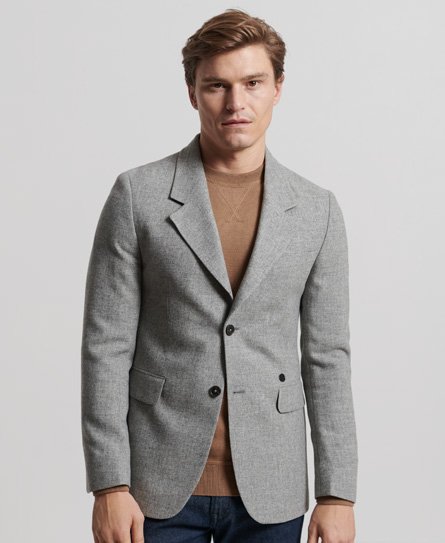 Men s Studios Wool Blazer in Mid Grey Marl Superdry UK