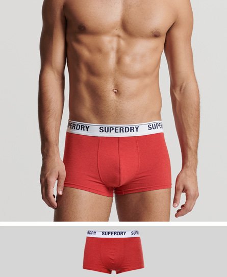 Superdry Men’s Organic Cotton Trunk Single Pack Red / Risk Red Marl - Size: XL