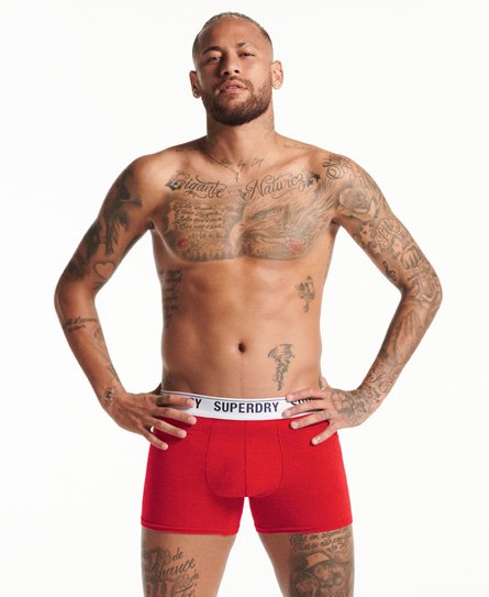 superdry uperdry men's boxershorts aus bio-baumwolle im einzelpack rot - größe: