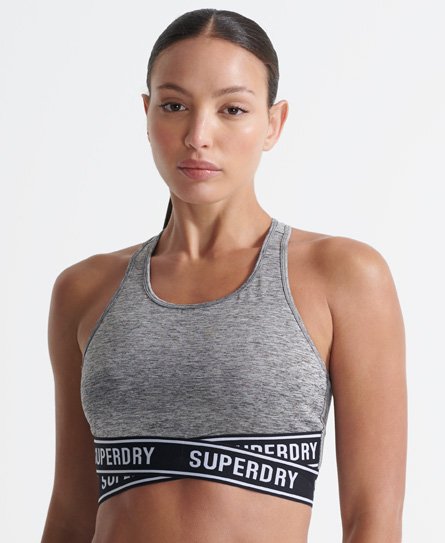 Superdry Women’s Training Core Cross Bra Grey / Grey Marl - Size: 10