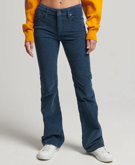 Smalle jeans med snøre, brede ben og mellemhøj talje 
