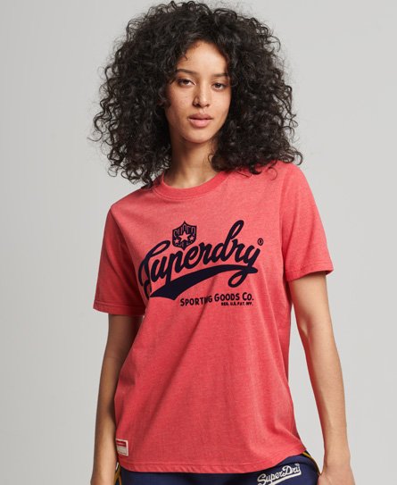Superdry Women’s Vintage Script Style College T-Shirt Red / Papaya Red Marl - Size: 8