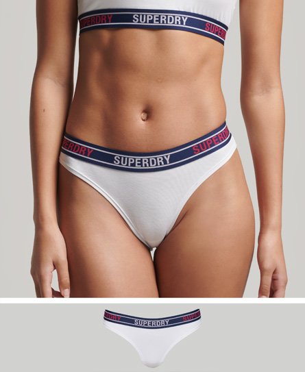 Superdry Women’s Organic Cotton Multi Logo Bikini Briefs White / White/Tricolore - Size: 14