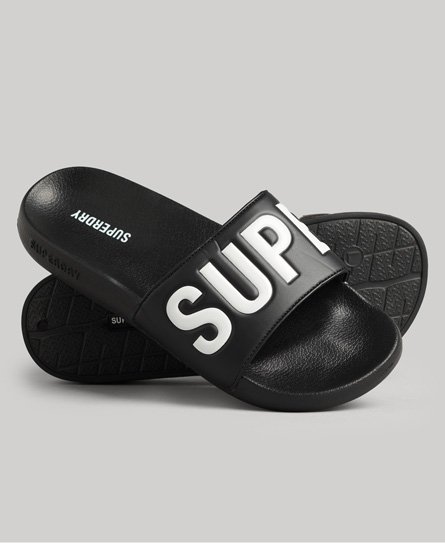 Superdry Men’s Core Pool Sliders Black / Black/white - Size: S