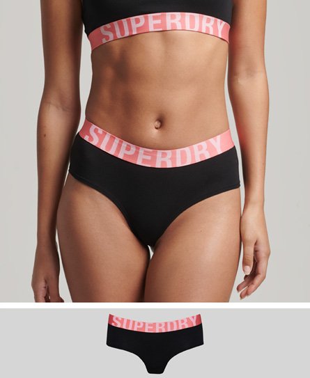 Bas de bikini taille basse en coton bio Large logo