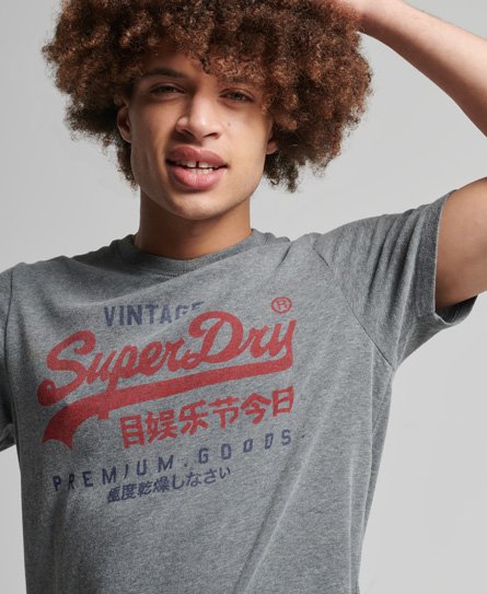 Superdry Men’s Classic Graphic Logo T-Shirt Grey / Rich Charcoal Marl - Size: XS