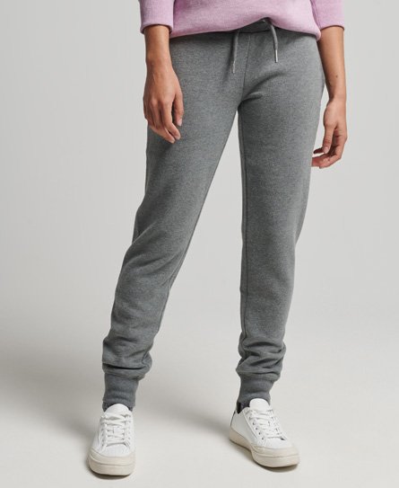 Superdry Women’s Organic Cotton Vintage Logo Embroidered Joggers Grey / Rich Charcoal Marl - Size: 8