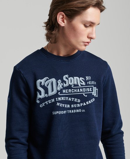 Vintage Sweatshirt mit Rundhalsausschnitt und Schriftzug, indigoblau