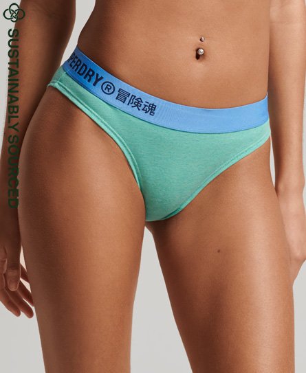 Superdry Women’s Organic Cotton Offset Logo Bikini Briefs Green / Ice Green Marl - Size: 6