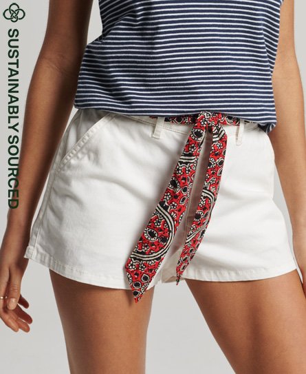 Superdry Women’s Organic Cotton Vintage Chino Hot Shorts White / Off White - Size: 14