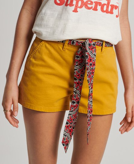 Superdry Women’s Organic Cotton Vintage Chino Hot Shorts Yellow / Desert Beige - Size: 14
