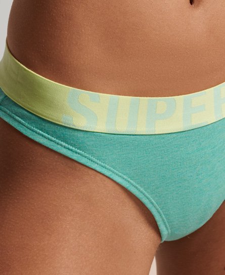 Women's Organic Cotton Offset Logo Bikini Briefs in Ice Green Marl