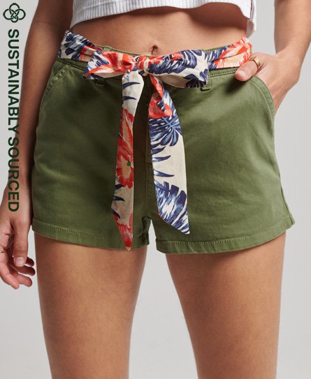 Superdry Women’s Organic Cotton Vintage Chino Hot Shorts Green / Olive Khaki - Size: 14