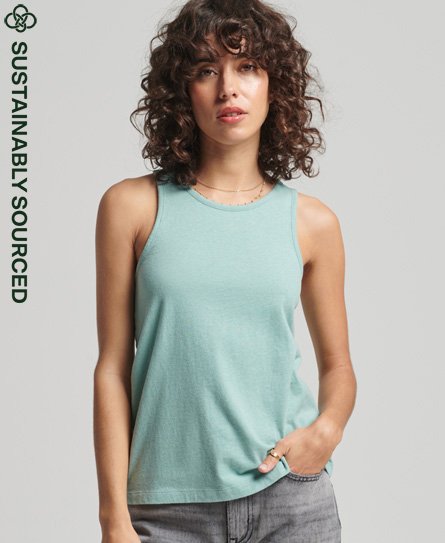 Superdry Women’s Organic Cotton Vintage Logo Embroidered Vest Turquoise / Sage Marl - Size: 16